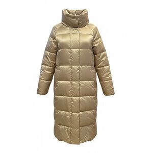 Long Gold Puffer Coat - Women's Winter Jacket